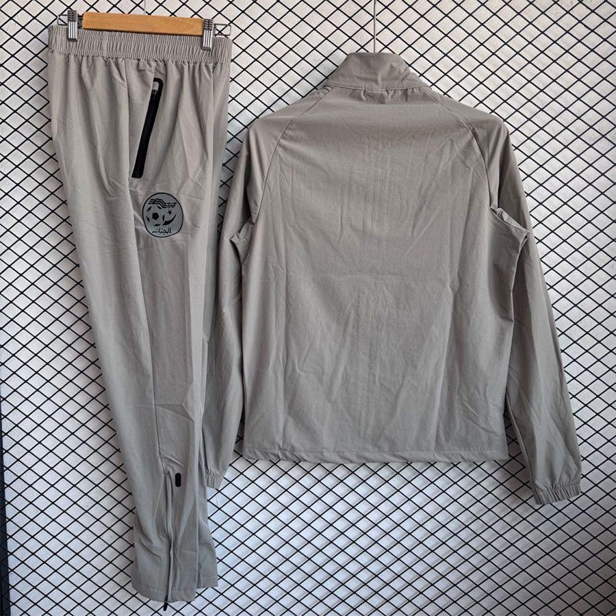 🟢 Ensemble Survêtement Algérie – Gris Performance (Veste + Pantalon)