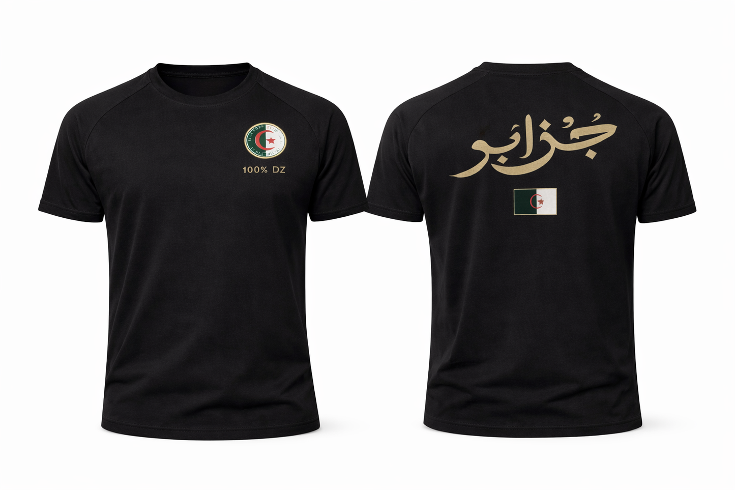T-shirt Noir Signature DZ – الجزائر + Drapeau Algérie | Streetwear Premium