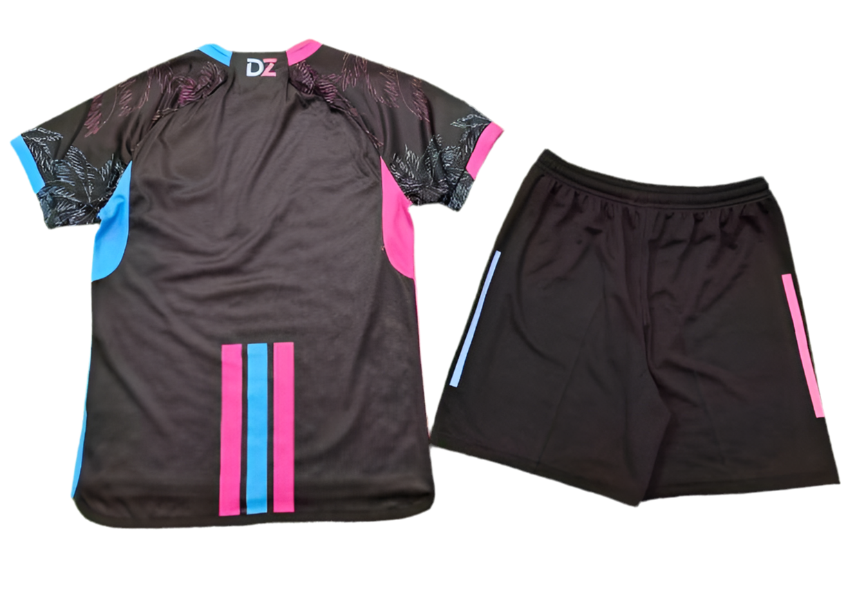 Ensemble Enfant Algérie 🇩🇿 – Maillot & Short Noir Rose | Édition Supporter