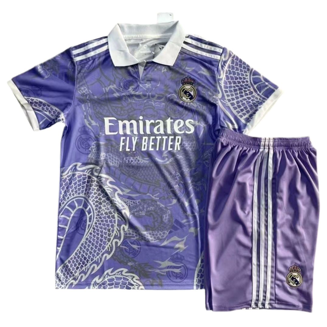 Maillot Real Madrid 2025 | Ensemble – Blanc & Violet – Enfant & Adulte