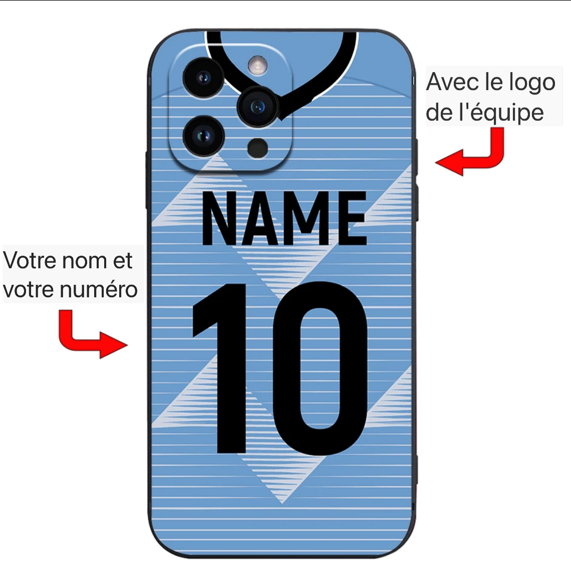 Signe de maillot de football avec numéro de nom personnalisé