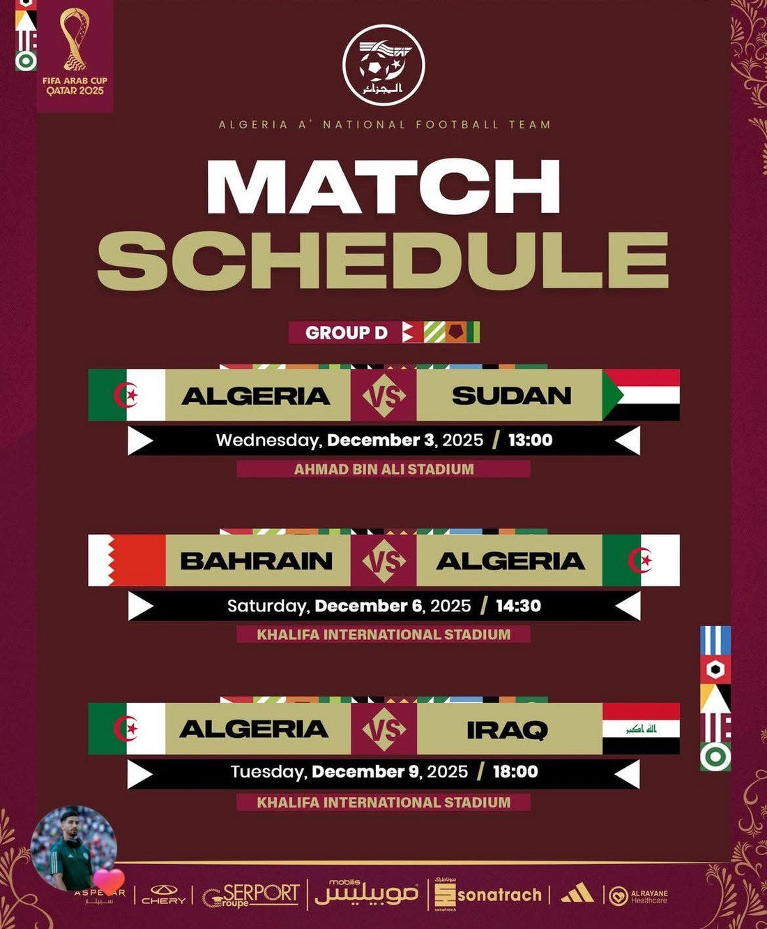 🇩🇿 Coupe Arabe 2025 : le calendrier complet de l’équipe d’Algérie A’