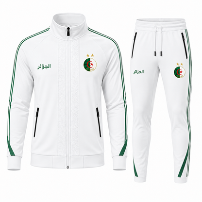 Survêtement Algérie Premium 🇩🇿 | Vert, Blanc & Rose | 100% Algérien