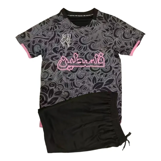 Ensemble Palestine 2025 🇵🇸 | Maillot & Short Noir Design – Édition Supporter