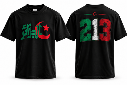 🇩🇿 T-shirt Algérie 213 Noir – 100 % Coton