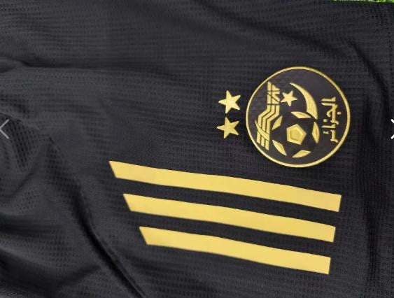 Ensemble Enfant Algérie 2024/2025 🇩🇿 – Maillot + Short Noir & Doré | Personnalisable Nom & Numéro