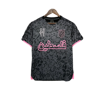 Maillot Palestine 2025 🇵🇸 – Design Noir & Rose | Tissu Respirant