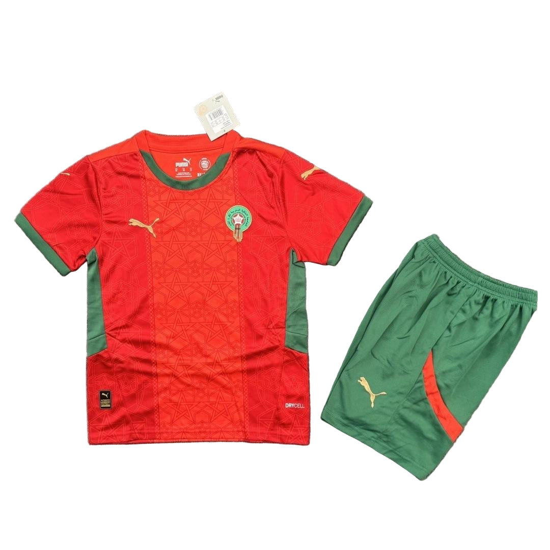 Maillot Maroc Enfant 2025 🇲🇦 | Ensemble – Domicile & Extérieur – De 2 à 13 Ans