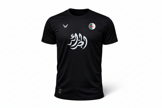 T-shirt Noir الجزائر – Logo Algérie Côté Cœur | Streetwear Premium 100% DZ