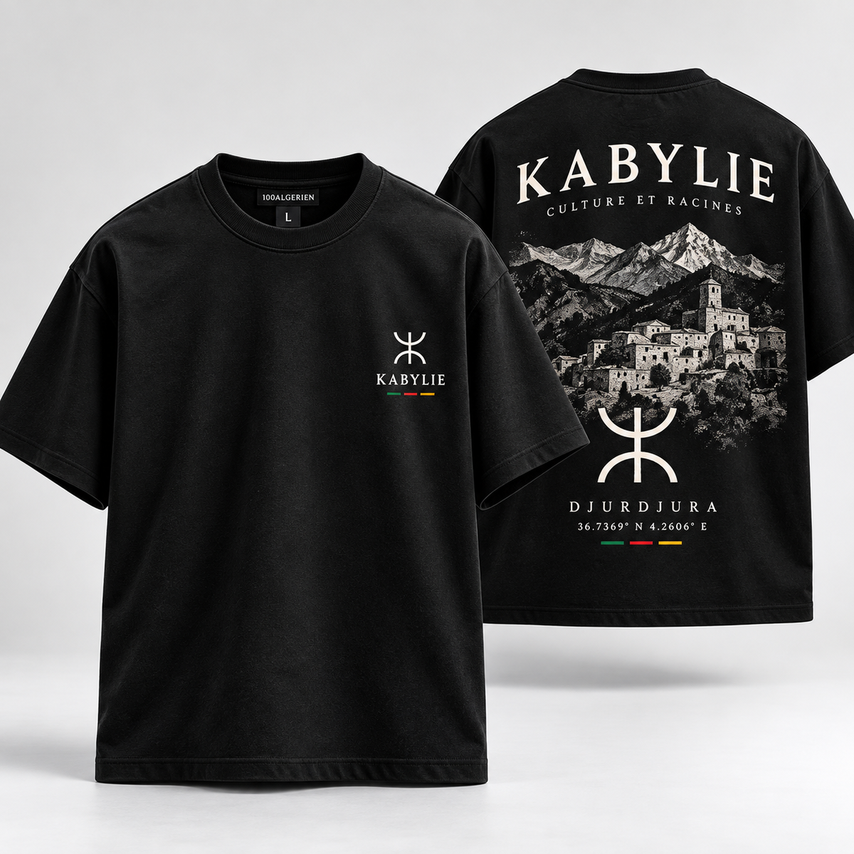 T-shirt Kabylie noir oversize – Culture & Racines