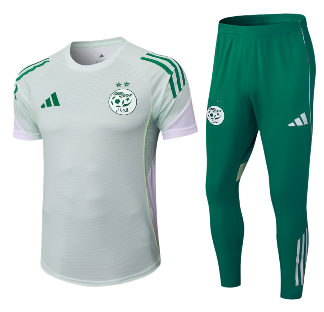 Survêtement Algérie Blanc 2025 🇩🇿 – Ensemble Maillot + Pantalon | Tenue d’Entraînement