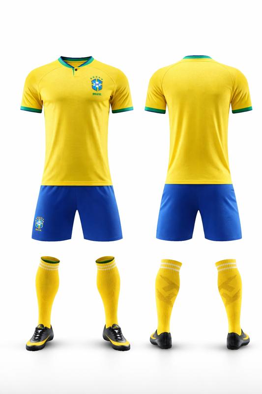 Maillot Brésil 2026 – Ensemble Complet (Maillot + Short + Chaussettes) | Adulte & Enfant
