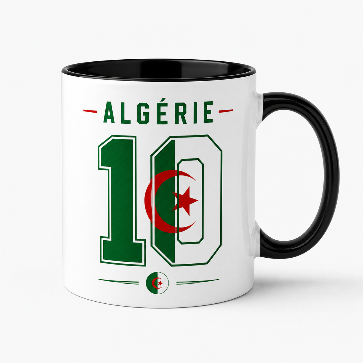 Mug 100% Algérien 🇩🇿 Tasse Algérie Personnalisable 🇩🇿 | Prénom & Numéro Football (Style Maillot)