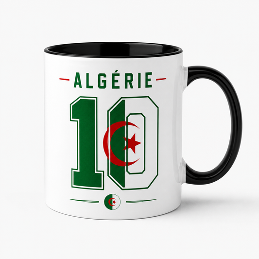 Mug 100% Algérien 🇩🇿 Tasse Algérie Personnalisable 🇩🇿 | Prénom & Numéro Football (Style Maillot)