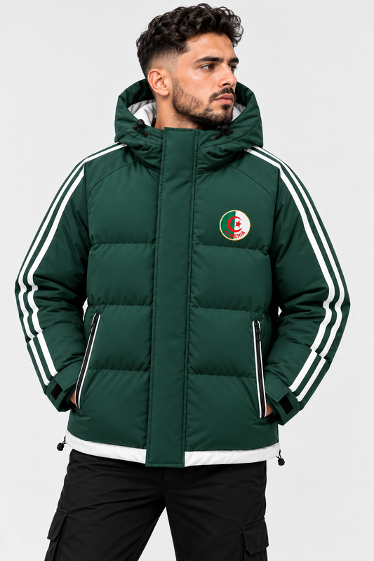Doudoune Algérie à Capuche Homme – Vert, Gris ou Noir