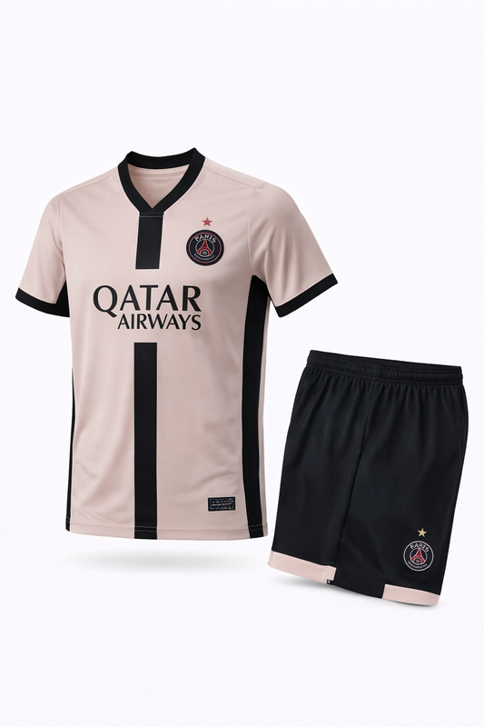 🌸 Ensemble Football Rose & Noir – Maillot & Short Paris-Saint-Germain – Édition alternative élégante