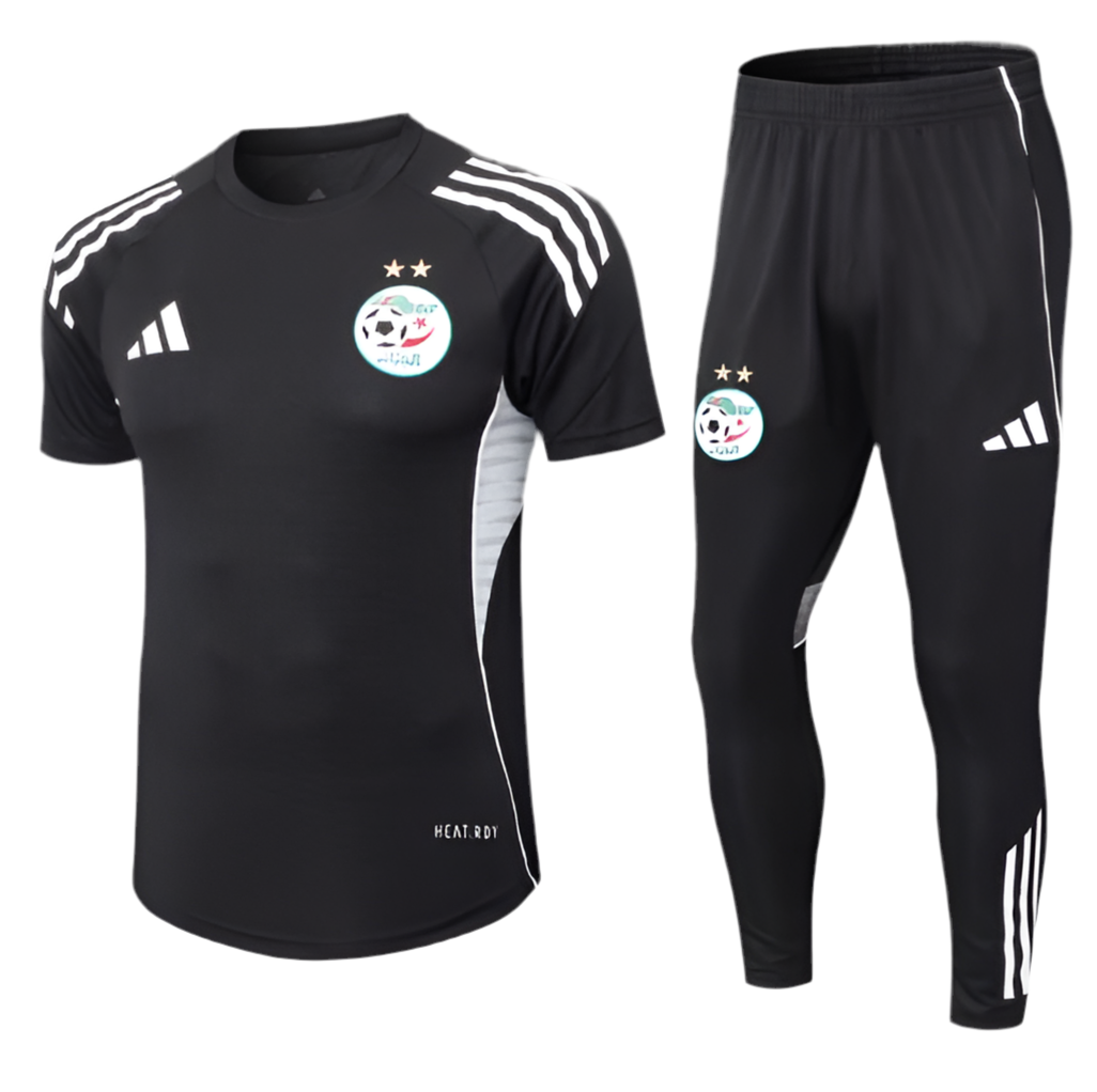 Survêtement Noir Algérie 2025 🇩🇿 – Ensemble Maillot + Pantalon | Confort & Style Sportif