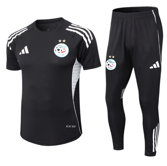 Survêtement Noir Algérie 2025 🇩🇿 – Ensemble Maillot + Pantalon | Confort & Style Sportif