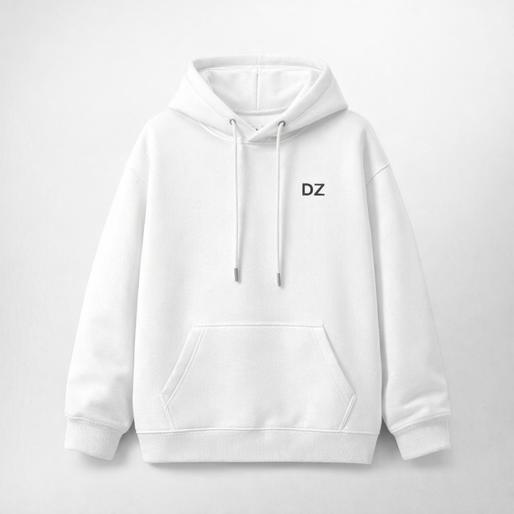 Sweat à Capuche DZ Premium – Hoodie Minimaliste Blanc Unisexe