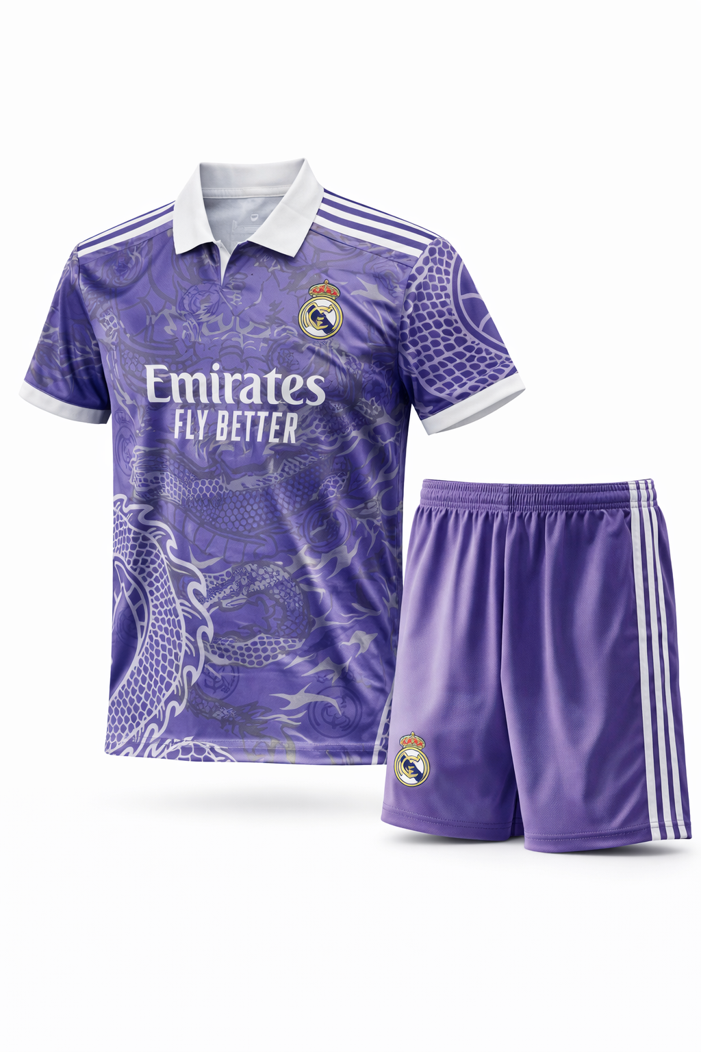 Maillot Real Madrid 2025 | Ensemble – Blanc & Violet – Enfant & Adulte
