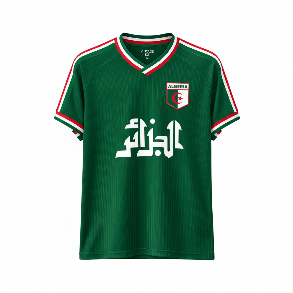 Maillot Algérie Vintage Vert DZ  Football Retro Fennec