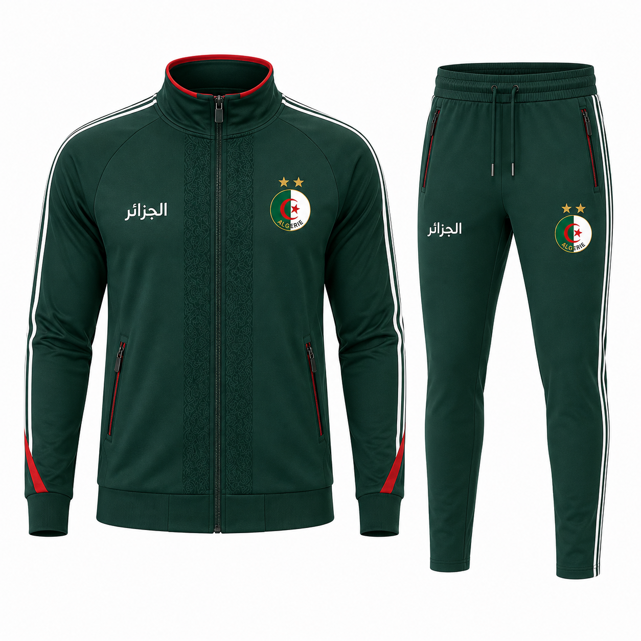 Survêtement Algérie Premium 🇩🇿 | Vert, Blanc & Rose | 100% Algérien