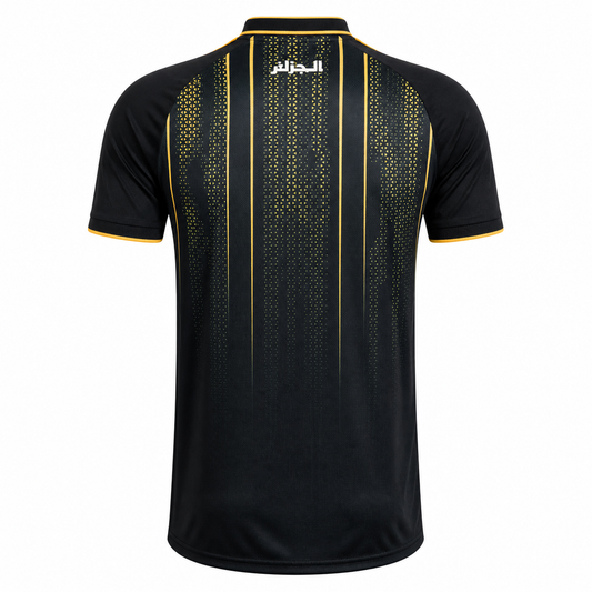 Maillot Algérie Noir Élite 2026 – Edition Premium | Design Noir & Or, Respirant & Haute Performance
