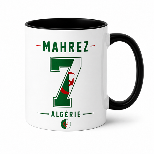 Mug 100% Algérien 🇩🇿 Tasse Algérie Personnalisable 🇩🇿 | Prénom & Numéro Football (Style Maillot)
