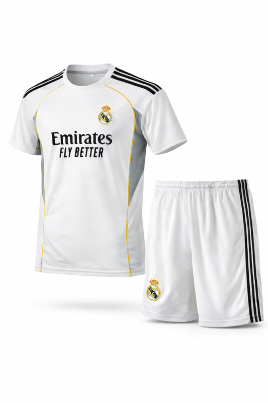 ⚪ Ensemble Football Blanc – Maillot & Short Design du Real Madrid
