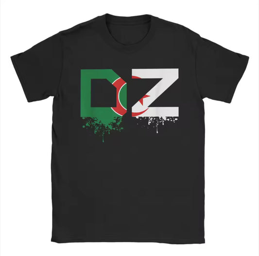 T-shirt DZ Algérie – Design Drapeau Algérien 🇩🇿 – 100% Coton Premium Unisexe