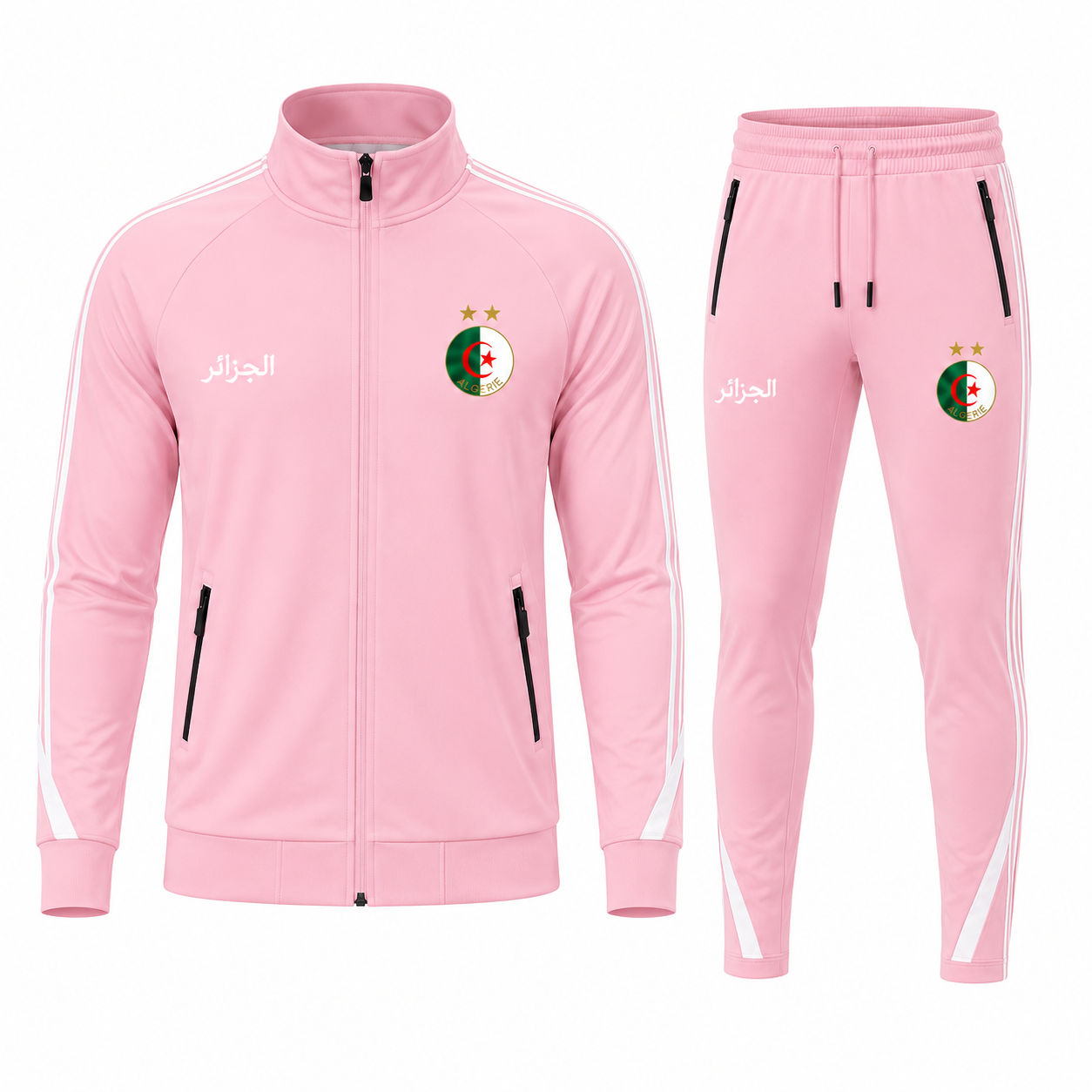 Survêtement Algérie Premium 🇩🇿 | Vert, Blanc & Rose | 100% Algérien
