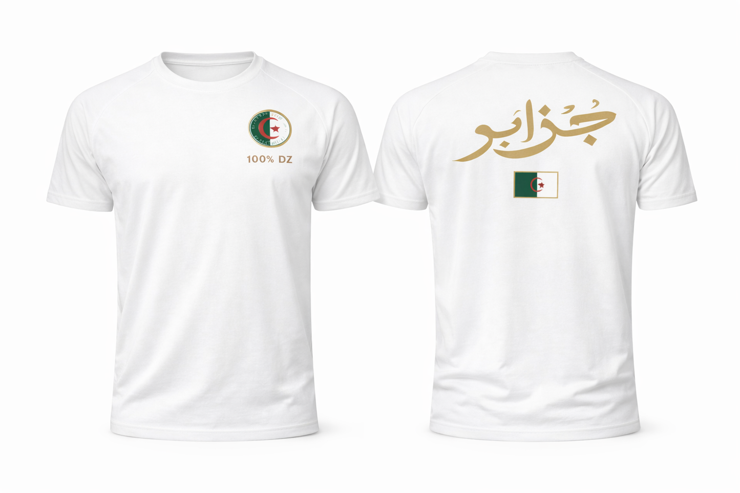 T-shirt Blanc Signature DZ – الجزائر + Drapeau Algérie | Streetwear Premium