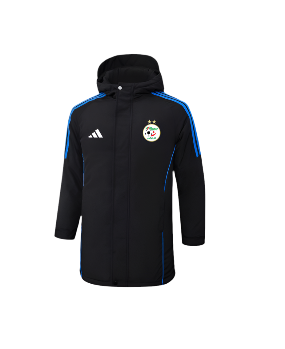 Parka Algérie Noire – Coupe Hiver Premium | Chaud, Imperméable & Style Supporter DZ
