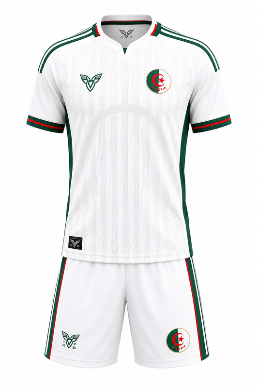 Maillot Algérie Blanc 2026 – Ensemble Officiel Style Coupe du Monde