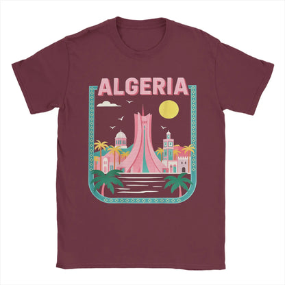 T-shirt Algérie Skyline – Streetwear Graphique – Burgundy – vue 7
