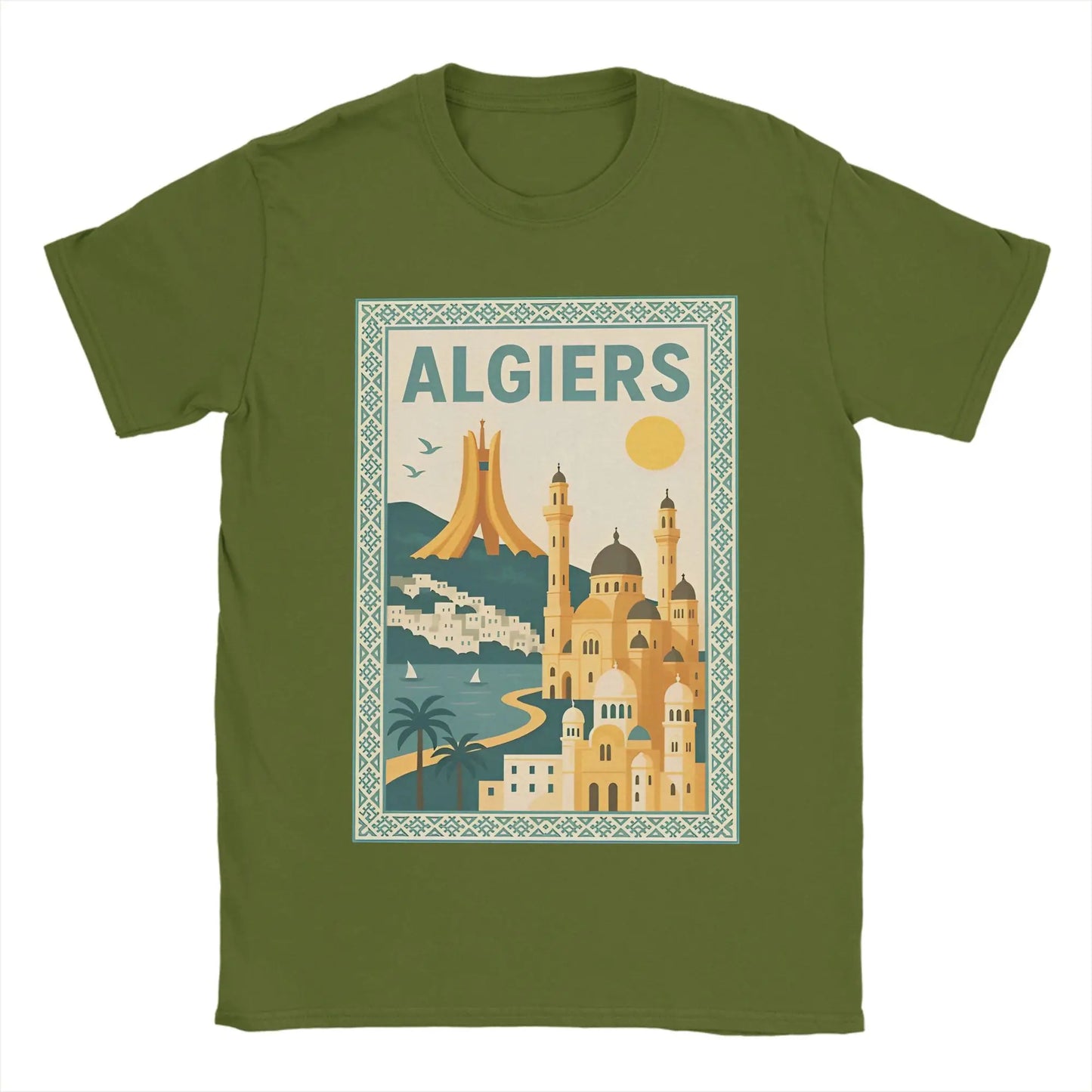 T-shirt Homme “Algiers Vintage” – Affiche Rétro de la Capitale 🇩🇿