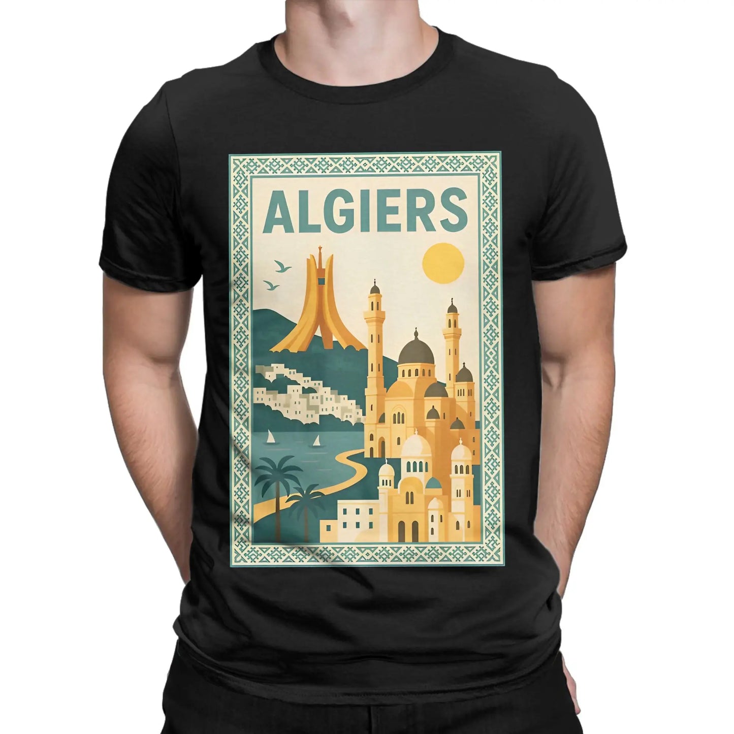 T-shirt Homme “Algiers Vintage” – Affiche Rétro de la Capitale 🇩🇿