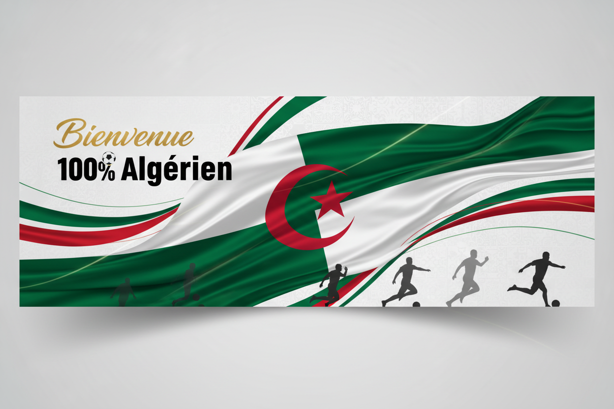Refait avec le drapeau de l’équipe nationale de l’Algérie 