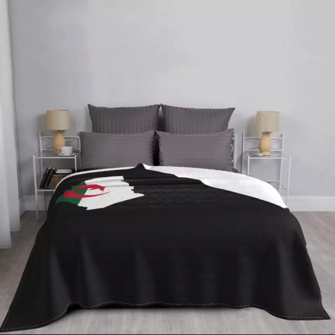 Couverture En Flanelle 150x125cm Imprimée Drapeau Algérie - Douce, Chaude, Pour Canapé, Lit, Camping - Cadeau Déco Patriotique